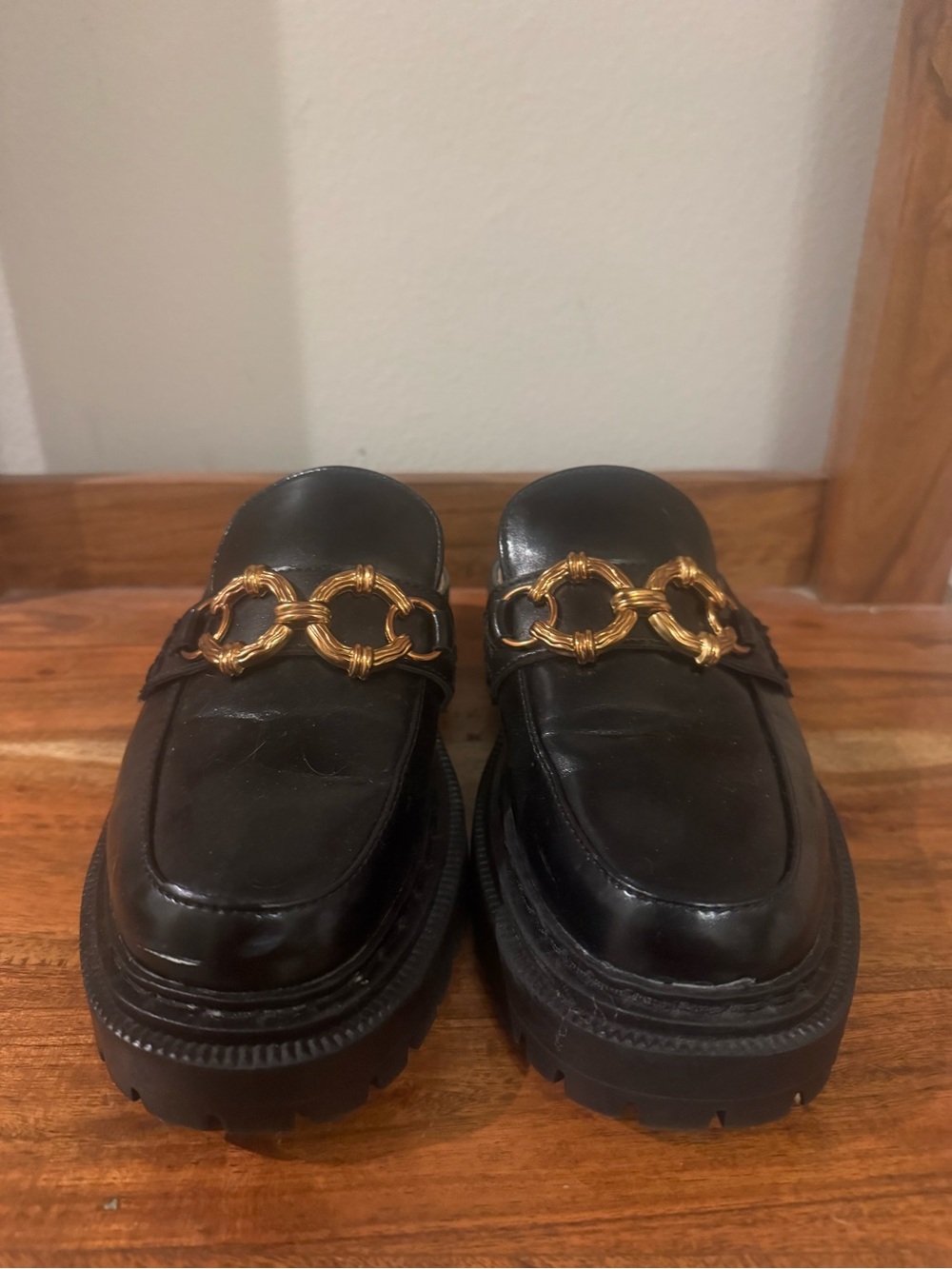 Circus NY by Sam Edelman “Elena” loafer mules (black with the oversized gold hor